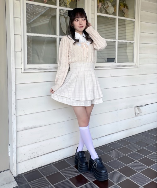 abc une face(アーベーセーアンフェイス)の「レイヤードケーブルニット(ニット/セーター・レディース・チャコールグレー/グレー/ピンク/ブラック・FREE)」の21枚目の写真