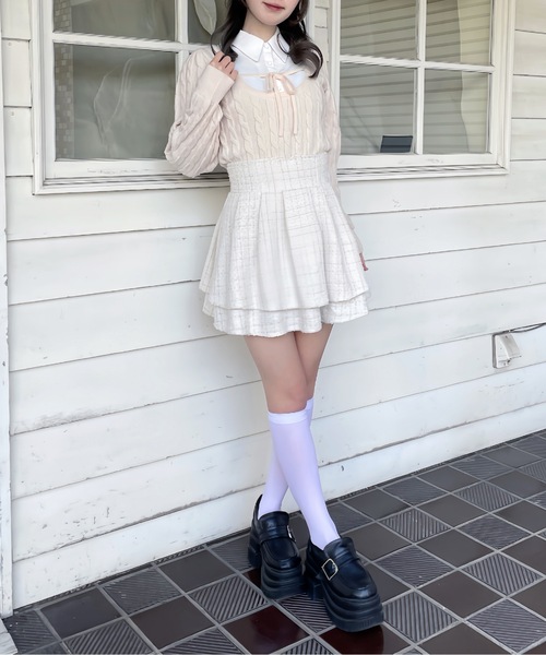 abc une face(アーベーセーアンフェイス)の「レイヤードケーブルニット(ニット/セーター・レディース・チャコールグレー/グレー/ピンク/ブラック・FREE)」の19枚目の写真