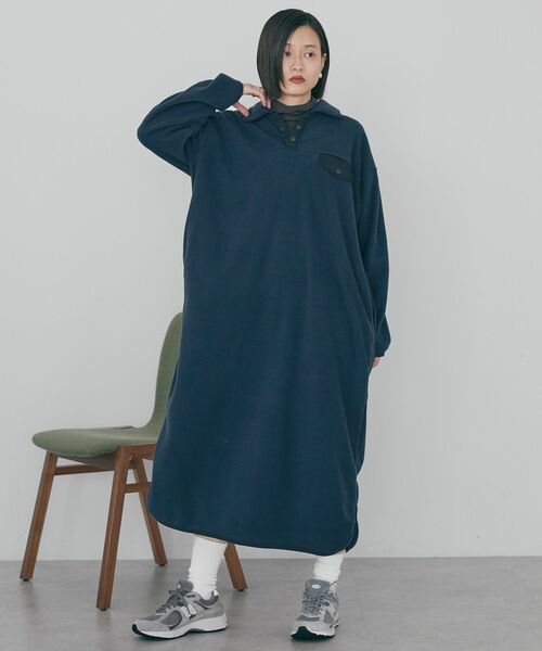 AMERICAN HOLIC(アメリカンホリック)の「ハーフスナップフリースワンピース(ワンピース・レディース・ネイビー/ベージュ/チャコールグレー・FREE)」の11枚目の写真