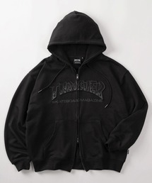【70】【THRASHER/スラッシャー】アソート アップリケ刺繍 ダブルジップ ジップパーカー/裏毛/ショート丈有り