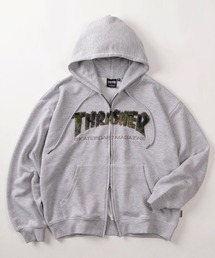 THRASHER（スラッシャー）の「【70】【THRASHER/スラッシャー】アソート アップリケ刺繍 ダブルジップ ジップパーカー/裏毛/ショート丈有り（パーカー）」