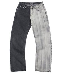 RUNDS（ランディエス）の「ハーフアンドハーフブラシワイドデニムパンツ（デニムパンツ）」