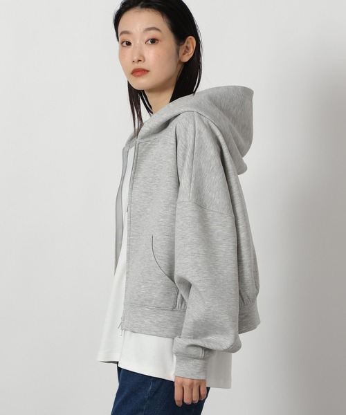 LAKOLE（ラコレ）の「ショートダンボールZIPパーカー / 643749（パーカー・レディース・ブラック/グレー/ネイビー/ピンク・FREE）」の13枚目の写真