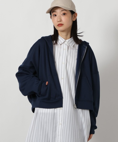 LAKOLE（ラコレ）の「ショートダンボールZIPパーカー / 643749（パーカー・レディース・ブラック/グレー/ネイビー/ピンク・FREE）」の21枚目の写真