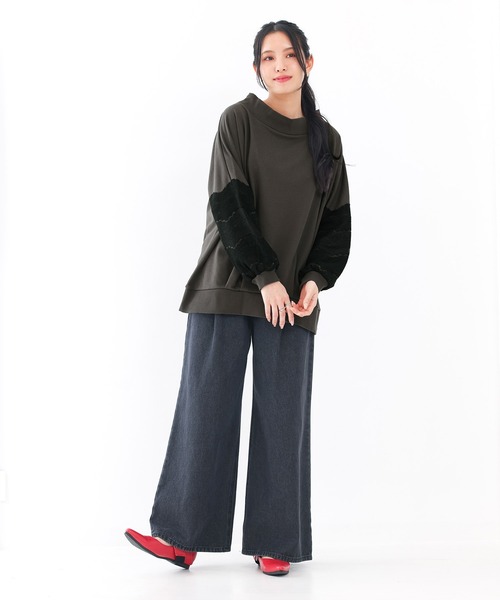 n'OrLABEL（ノアールレーベル）の「『裏毛袖レースプルオーバー』（スウェット・レディース・ブルー/チャコール・FREE）」の22枚目の写真