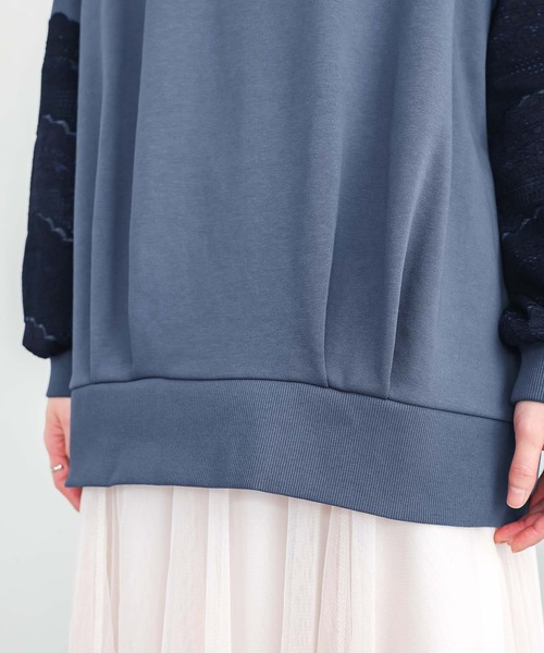 n'OrLABEL（ノアールレーベル）の「『裏毛袖レースプルオーバー』（スウェット・レディース・ブルー/チャコール・FREE）」の19枚目の写真