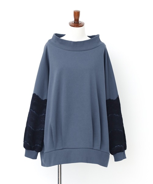 n'OrLABEL（ノアールレーベル）の「『裏毛袖レースプルオーバー』（スウェット・レディース・ブルー/チャコール・FREE）」の13枚目の写真