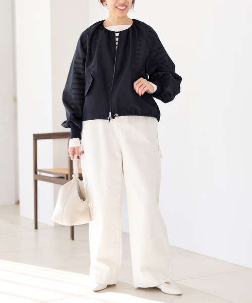 IENA（イエナ）の「《一部カラーWEB限定/新色あり/追加2》ウォッシャブル シアーノーカラーブルゾン（その他アウター・レディース・チャコールグレー/ベージュ/ネイビー・FREE）」の6枚目の写真