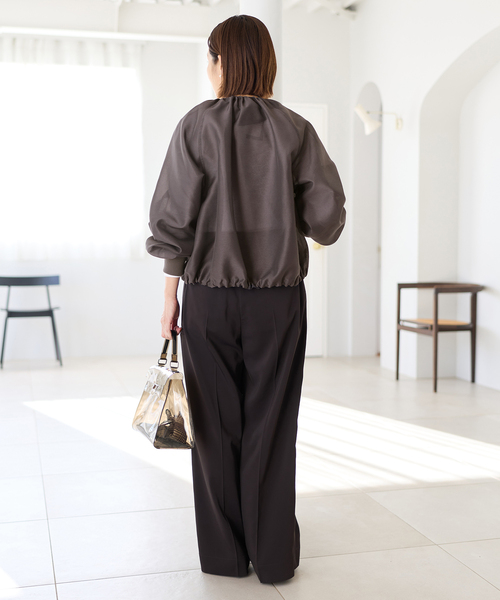 IENA（イエナ）の「《一部カラーWEB限定/新色あり/追加2》ウォッシャブル シアーノーカラーブルゾン（その他アウター・レディース・チャコールグレー/ベージュ/ネイビー・FREE）」の10枚目の写真