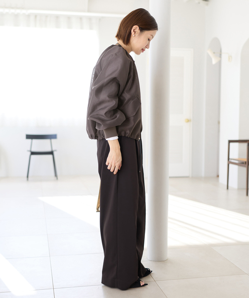 IENA（イエナ）の「《一部カラーWEB限定/新色あり/追加2》ウォッシャブル シアーノーカラーブルゾン（その他アウター・レディース・チャコールグレー/ベージュ/ネイビー・FREE）」の12枚目の写真