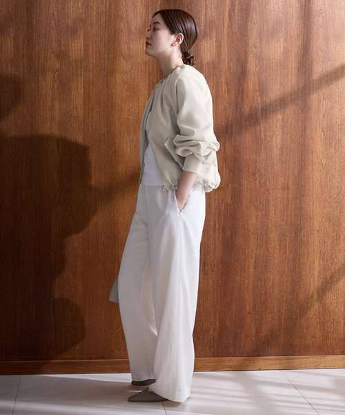 IENA（イエナ）の「《一部カラーWEB限定/新色あり/追加2》ウォッシャブル シアーノーカラーブルゾン（その他アウター・レディース・チャコールグレー/ベージュ/ネイビー・FREE）」の19枚目の写真