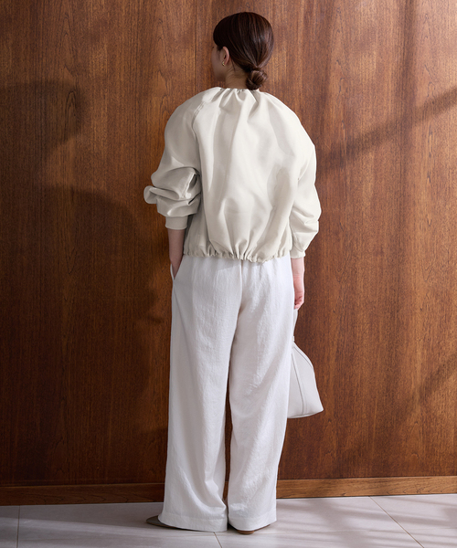 IENA（イエナ）の「《一部カラーWEB限定/新色あり/追加2》ウォッシャブル シアーノーカラーブルゾン（その他アウター・レディース・チャコールグレー/ベージュ/ネイビー・FREE）」の20枚目の写真