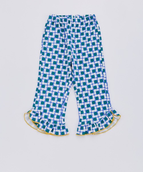 Ocean&Ground(オーシャン&グラウンド)の「レトロパターンフリルパンツ(スウェットパンツ・キッズ・グリーン/パープル/イエロー・90/100/110/120/130/140)」の3枚目の写真