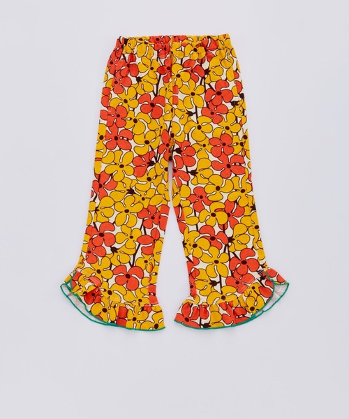 Ocean&Ground(オーシャン&グラウンド)の「レトロパターンフリルパンツ(スウェットパンツ・キッズ・グリーン/パープル/イエロー・90/100/110/120/130/140)」の1枚目の写真
