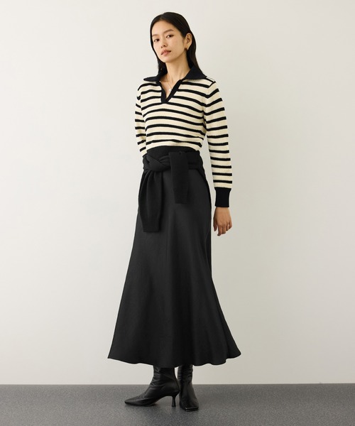ROPE'（ロペ）の「リンクルサテンマーメイドスカート（スカート・レディース・ブラック/ベージュ・38/36）」の3枚目の写真