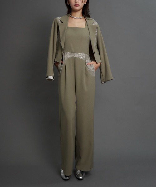 My shawty（ﾏｲｼｬｳﾃｨｰ）の「jacket set pants dress（パンツドレス・レディース・ミント/ブラック/ブラウン・MEDIUM/SMALL）」の3枚目の写真