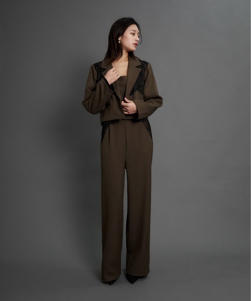 My shawty（ﾏｲｼｬｳﾃｨｰ）の「jacket set pants dress（パンツドレス・レディース・ミント/ブラック/ブラウン・MEDIUM/SMALL）」の4枚目の写真
