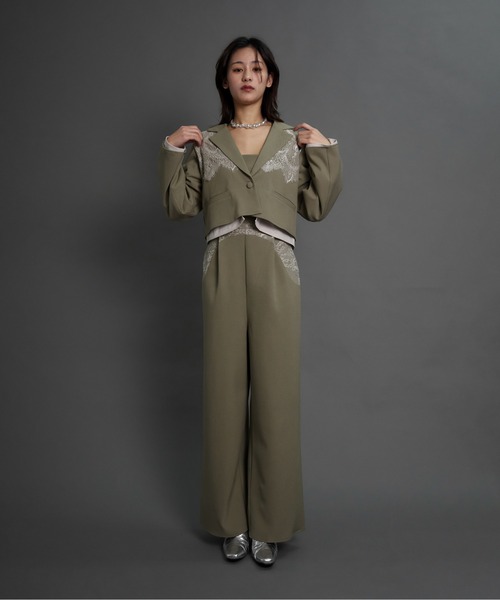 My shawty（ﾏｲｼｬｳﾃｨｰ）の「jacket set pants dress（パンツドレス・レディース・ミント/ブラック/ブラウン・MEDIUM/SMALL）」の12枚目の写真