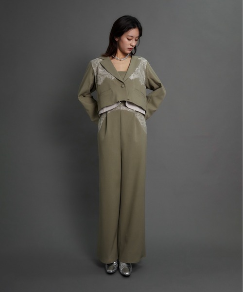 My shawty（ﾏｲｼｬｳﾃｨｰ）の「jacket set pants dress（パンツドレス・レディース・ミント/ブラック/ブラウン・MEDIUM/SMALL）」の14枚目の写真