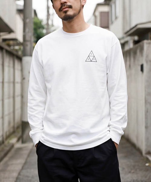 HUF(ハフ)の「【T17】【HUF/ハフ】ESSENTIAL TT L/S TEE(Tシャツ/カットソー・メンズ・ホワイト/ブラック・X-LARGE/MEDIUM)」の1枚目の写真