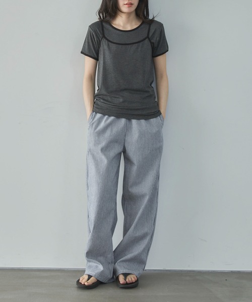 feepur(フェピュール)の「配色リンガーキャミsetTee(Tシャツ/カットソー・レディース・アイボリー/チャコールグレー・MEDIUM)」の3枚目の写真