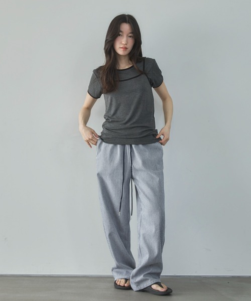feepur(フェピュール)の「配色リンガーキャミsetTee(Tシャツ/カットソー・レディース・アイボリー/チャコールグレー・MEDIUM)」の5枚目の写真