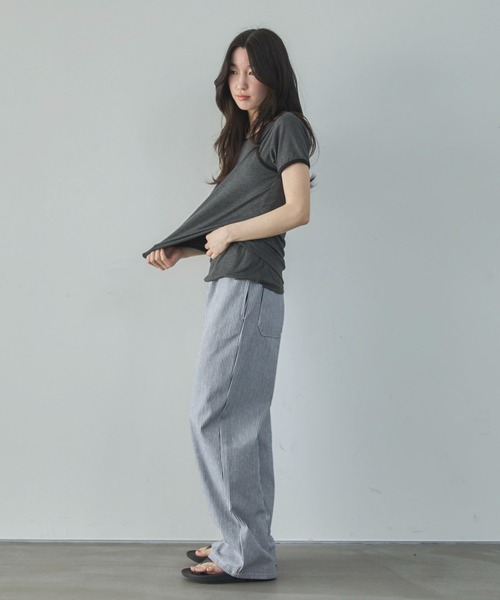 feepur(フェピュール)の「配色リンガーキャミsetTee(Tシャツ/カットソー・レディース・アイボリー/チャコールグレー・MEDIUM)」の6枚目の写真