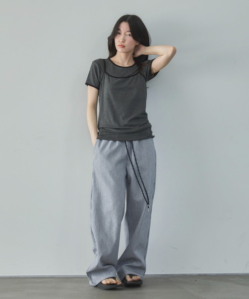 feepur(フェピュール)の「配色リンガーキャミsetTee(Tシャツ/カットソー・レディース・アイボリー/チャコールグレー・MEDIUM)」の8枚目の写真