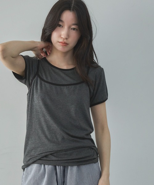 feepur(フェピュール)の「配色リンガーキャミsetTee(Tシャツ/カットソー・レディース・アイボリー/チャコールグレー・MEDIUM)」の13枚目の写真