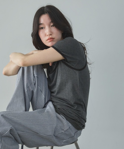 feepur(フェピュール)の「配色リンガーキャミsetTee(Tシャツ/カットソー・レディース・アイボリー/チャコールグレー・MEDIUM)」の15枚目の写真