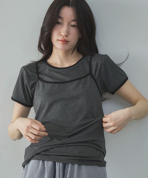 feepur(フェピュール)の「配色リンガーキャミsetTee(Tシャツ/カットソー・レディース・アイボリー/チャコールグレー・MEDIUM)」の16枚目の写真