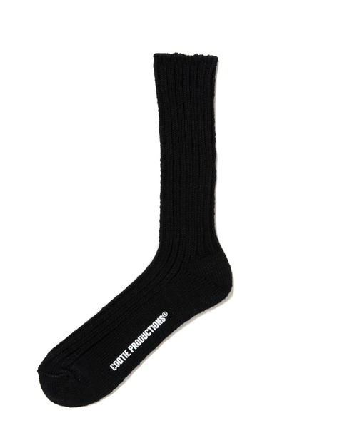 COOTIE PRODUCTIONS（クーティープロダクションズ）の「Raza Lowgauge Middle Socks（ソックス/靴下・メンズ・オフホワイト/ベージュ系その他/ブラック・FREE）」の2枚目の写真