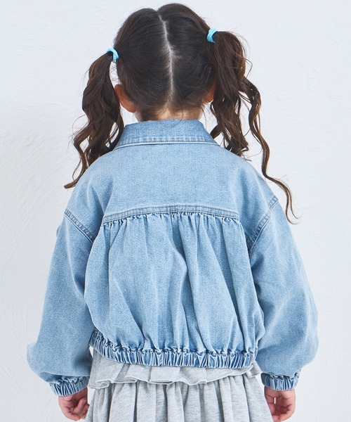 pairmanon（ペアマノン）の「ガールズ フリル 裾ゴム デニムジャケット（デニムジャケット・キッズ・インディゴブルー/ライトブルー・100/110/120/130/140/150/90）」の5枚目の写真