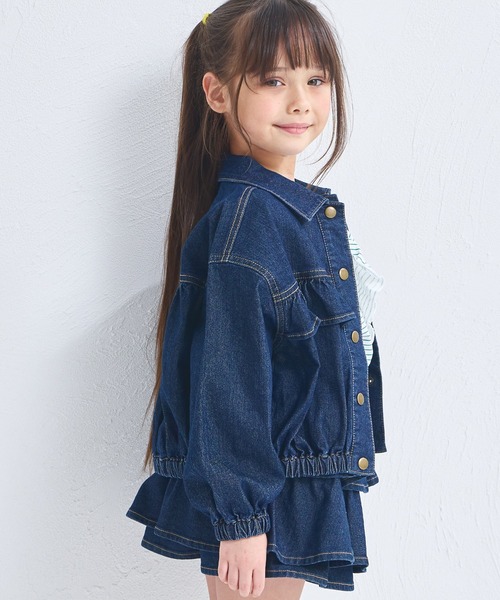pairmanon（ペアマノン）の「ガールズ フリル 裾ゴム デニムジャケット（デニムジャケット・キッズ・インディゴブルー/ライトブルー・100/110/120/130/140/150/90）」の9枚目の写真