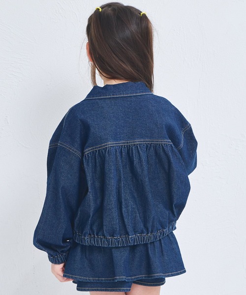pairmanon（ペアマノン）の「ガールズ フリル 裾ゴム デニムジャケット（デニムジャケット・キッズ・インディゴブルー/ライトブルー・100/110/120/130/140/150/90）」の11枚目の写真