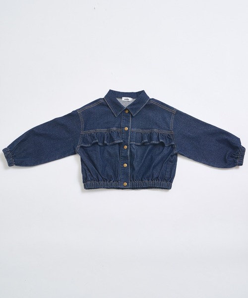 pairmanon（ペアマノン）の「ガールズ フリル 裾ゴム デニムジャケット（デニムジャケット・キッズ・インディゴブルー/ライトブルー・100/110/120/130/140/150/90）」の14枚目の写真