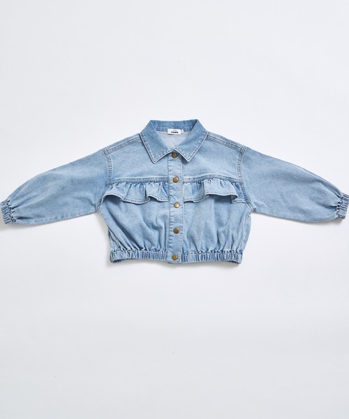 pairmanon（ペアマノン）の「ガールズ フリル 裾ゴム デニムジャケット（デニムジャケット・キッズ・インディゴブルー/ライトブルー・100/110/120/130/140/150/90）」の21枚目の写真