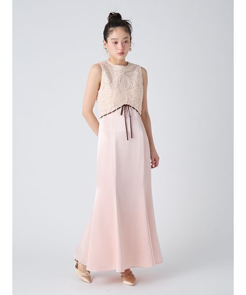 LILY BROWN（リリーブラウン）の「エンブロイダリーヴィンテージサテンドレス（ドレス・レディース・ピンク/チャコールグレー/ブラック・0/1）」の3枚目の写真