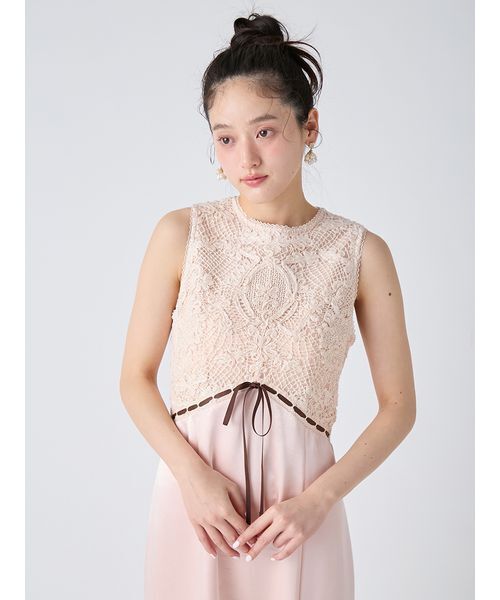 LILY BROWN（リリーブラウン）の「エンブロイダリーヴィンテージサテンドレス（ドレス・レディース・ピンク/チャコールグレー/ブラック・0/1）」の8枚目の写真