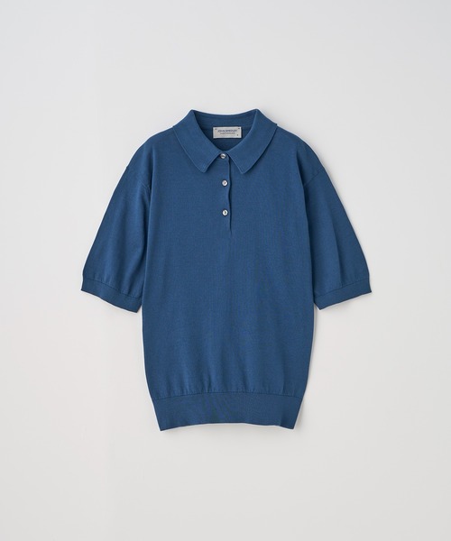 半袖コットンニットポロシャツ