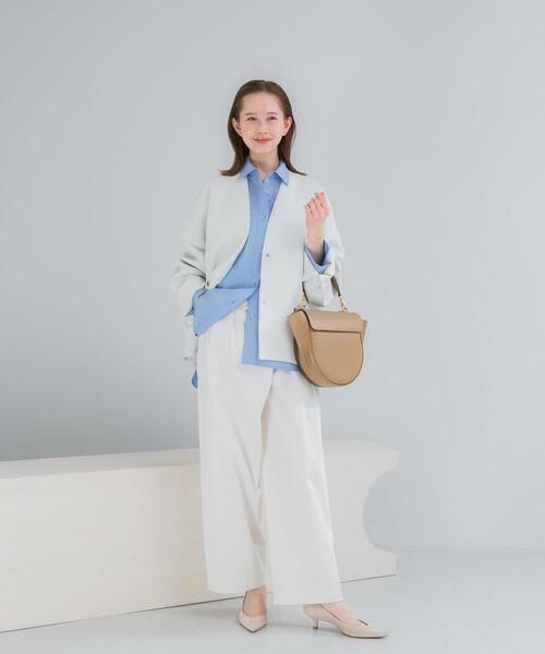 URBAN RESEARCH ROSSO WOMEN（アーバンリサーチ　ロッソ）の「『一部別注カラー』ELENDEEK　FORM SHORT COAT（ノーカラージャケット・レディース・ネイビー/ライトブルー/オフホワイト・FREE）」の7枚目の写真