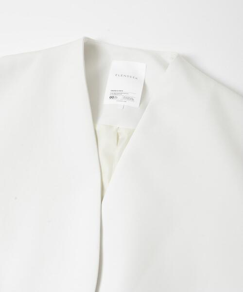 URBAN RESEARCH ROSSO WOMEN（アーバンリサーチ　ロッソ）の「『一部別注カラー』ELENDEEK　FORM SHORT COAT（ノーカラージャケット・レディース・ネイビー/ライトブルー/オフホワイト・FREE）」の12枚目の写真