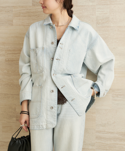 plage(プラージュ)の「《WEB限定追加》bleach coverall 2(デニムジャケット・レディース・サックスブルー・38/36)」の1枚目の写真