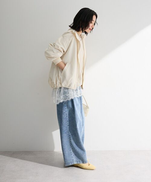 Green　Parks（グリーンパークス）の「撥水加工フード付ブルゾン（ブルゾン・レディース・カーキ/ホワイト系その他2/グレー・FREE）」の5枚目の写真