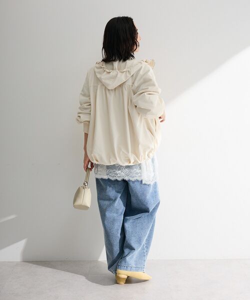 Green　Parks（グリーンパークス）の「撥水加工フード付ブルゾン（ブルゾン・レディース・カーキ/ホワイト系その他2/グレー・FREE）」の6枚目の写真