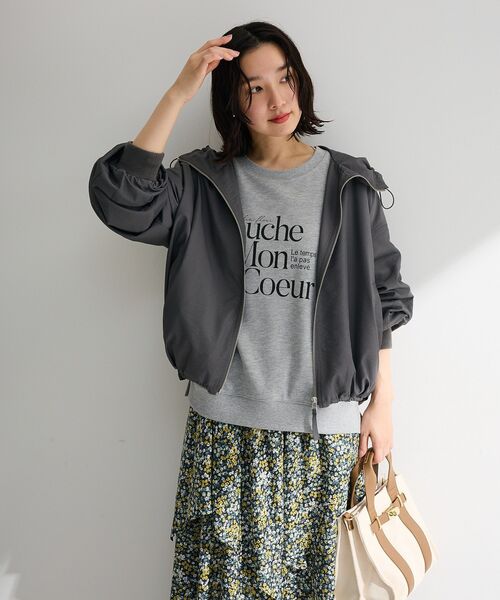 Green　Parks（グリーンパークス）の「撥水加工フード付ブルゾン（ブルゾン・レディース・カーキ/ホワイト系その他2/グレー・FREE）」の14枚目の写真