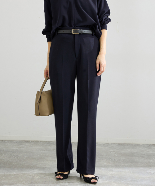 IENA(イエナ)の「《セットアップ対応/》カットジョーゼットスティックパンツ(スラックス・レディース・ブラック/ネイビー・38/36/34)」の2枚目の写真