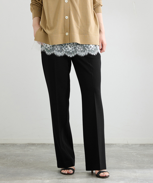 IENA(イエナ)の「《セットアップ対応/》カットジョーゼットスティックパンツ(スラックス・レディース・ブラック/ネイビー・38/36/34)」の1枚目の写真