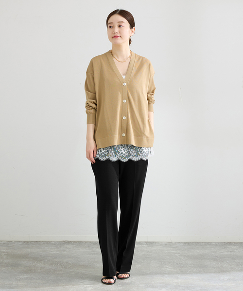 IENA(イエナ)の「《セットアップ対応/》カットジョーゼットスティックパンツ(スラックス・レディース・ブラック/ネイビー・38/36/34)」の10枚目の写真