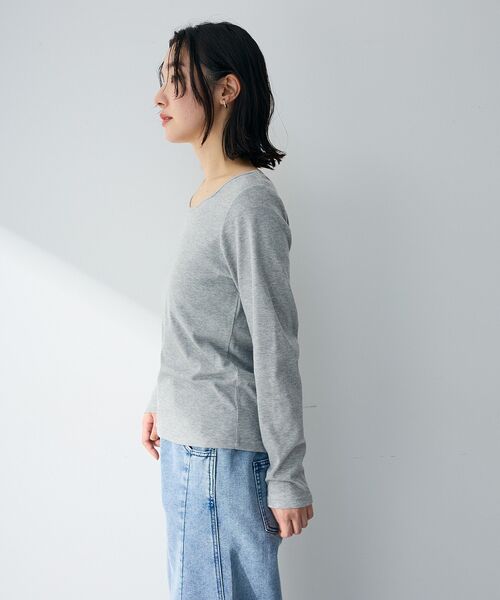 Green Parks(グリーンパークス)の「バレエネックリブインナー(Tシャツ/カットソー・レディース・ブラック/杢グレー/ホワイト・FREE)」の6枚目の写真